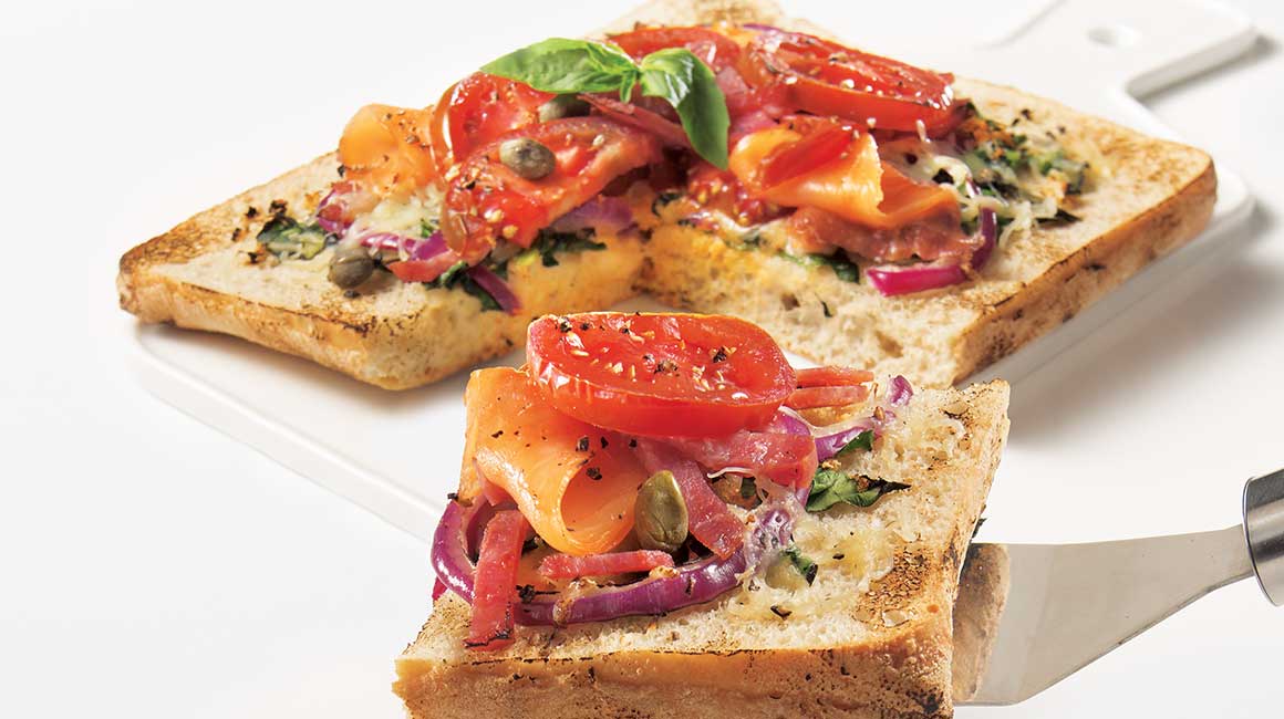 Rosemary Sausage And Smoked Salmon Focaccia
