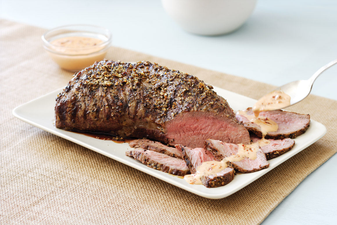 Spiced Tri-Tip with Blue-Cheese Chipotle Sauce