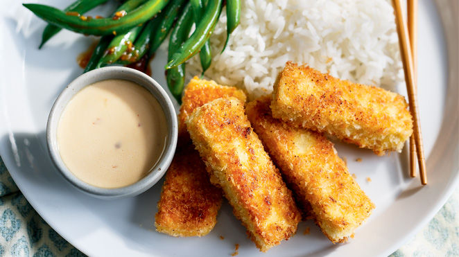 Crispy Tofu with Wafu Green Beans from Ricardo