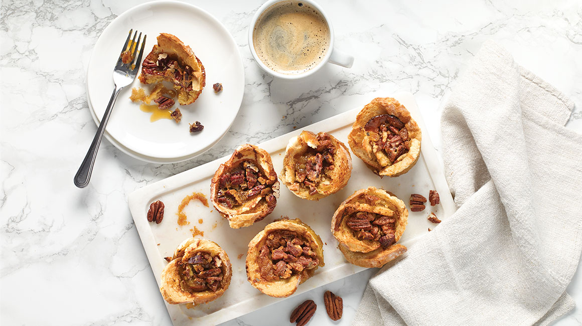 Tartelettes aux pacanes en croûte de pain belge