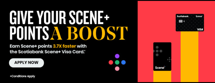 Give your Scene+ points a boost with the Scotiabank Scene+ Visa Card 