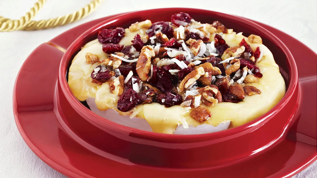 Warm Brie with Dried Fruit & Pecans
