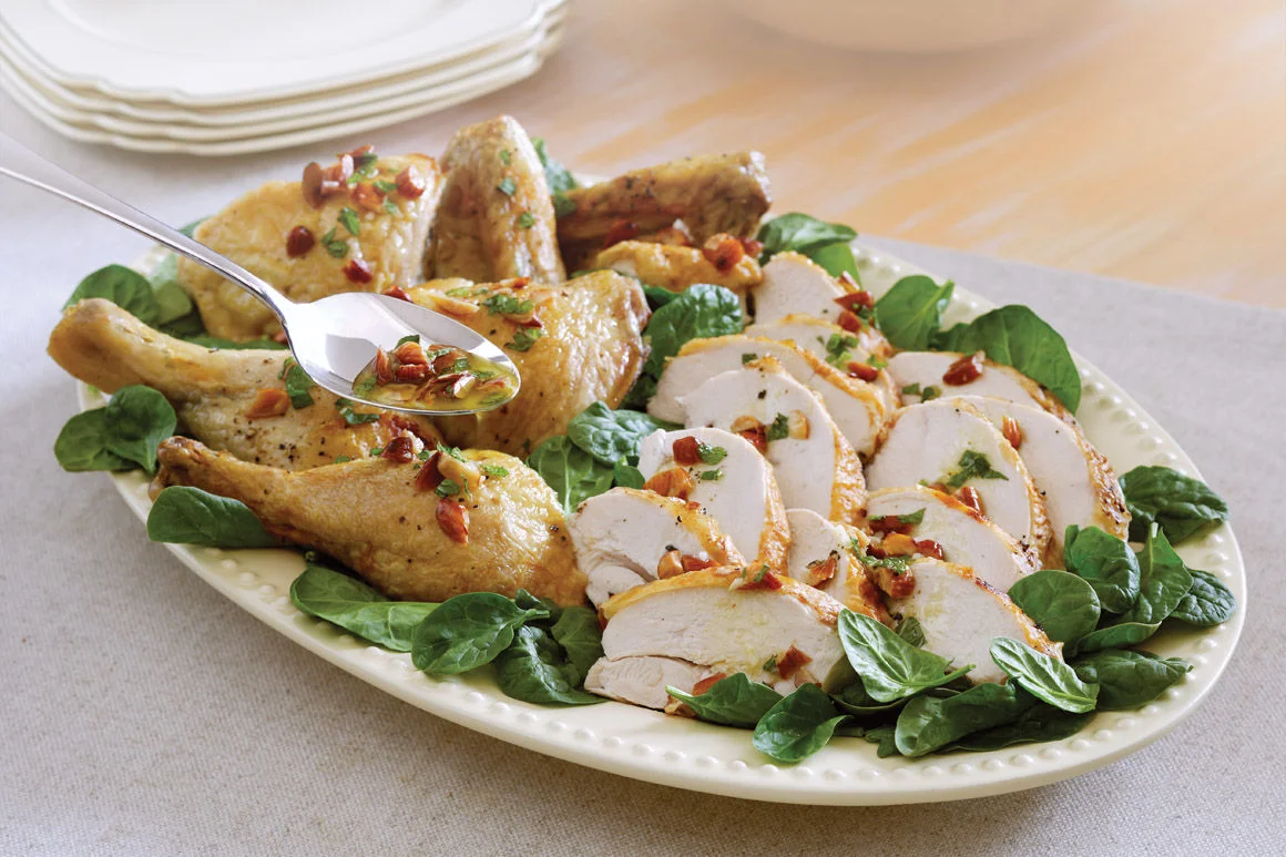 Roast Chicken with Almond Mint Sauce