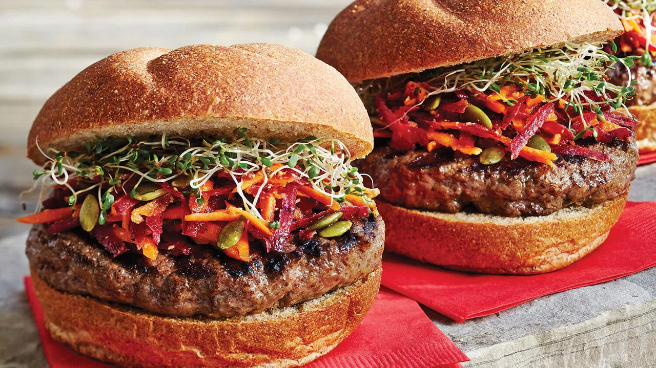 West Coast Trail Burger & Beet-Carrot Slaw