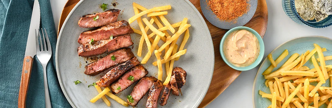 Spicy Smoked AAA Steak Frites with Garlic Aioli