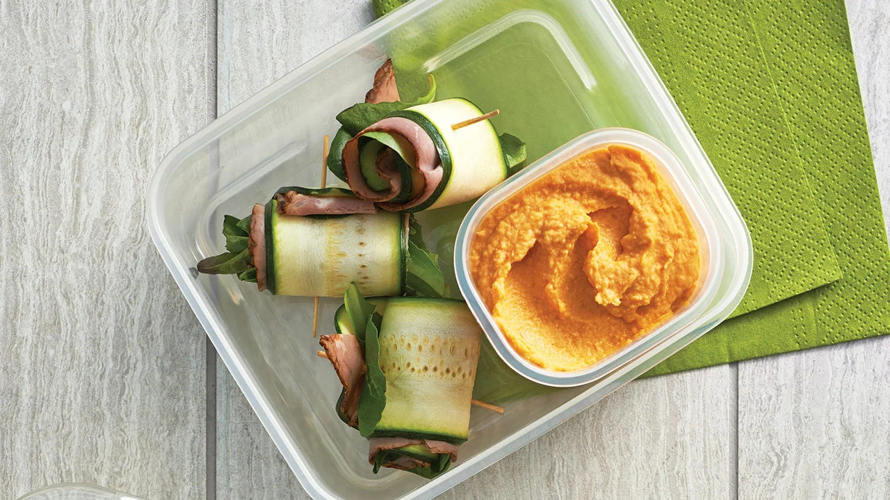 Zucchini, Romaine & Roast Beef Roll Ups