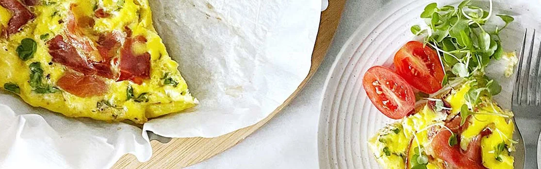 HAM, SWISS & ARUGULA FRITTATA WITH GOODLEAF INTENSELY ARUGULA MICROGREENS