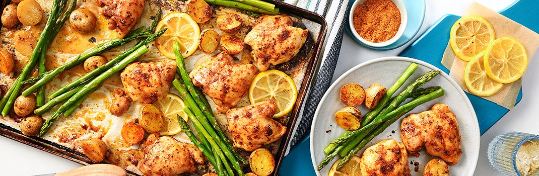 Sheet Pan Lemon Herb Chicken & Asparagus with Baby Potatoes