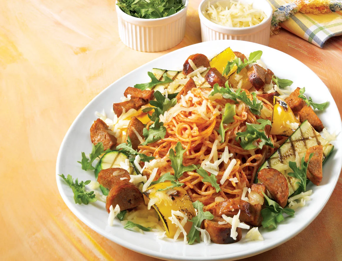 3 Spicy Sausage & Grilled Veggie Spaghettini