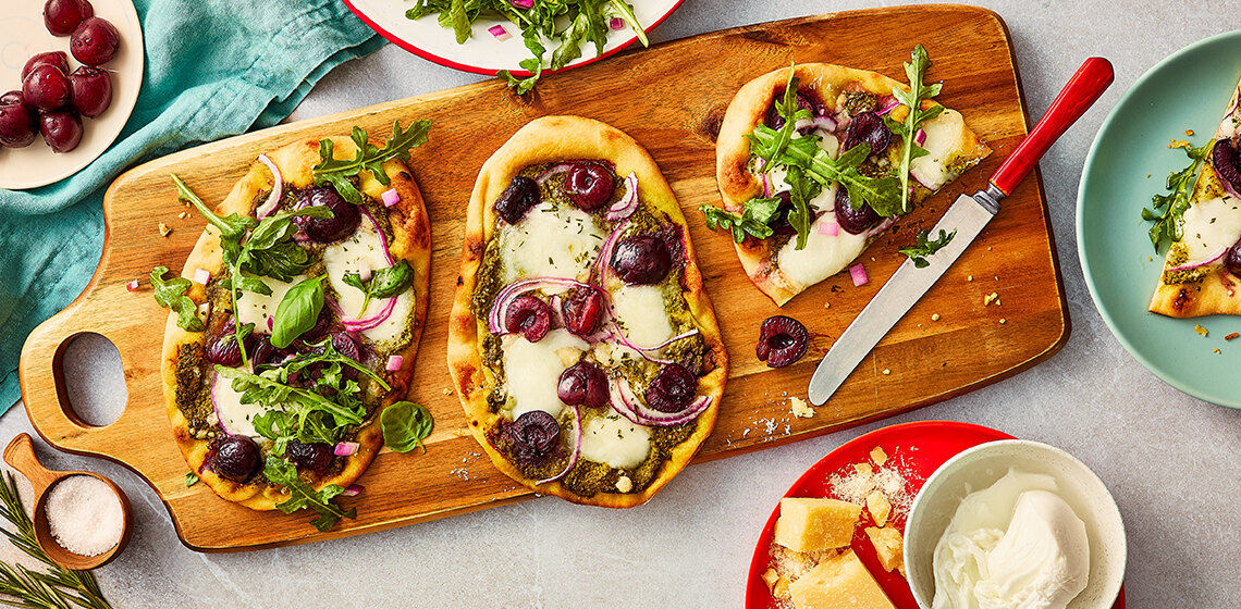 Cherry and Basil Pesto Flatbread