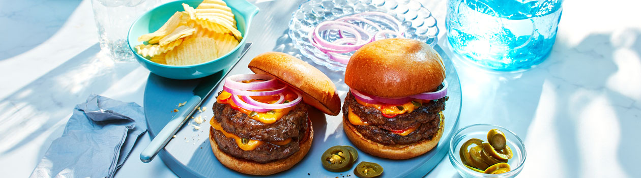 Chili and Queso Double Cheeseburger