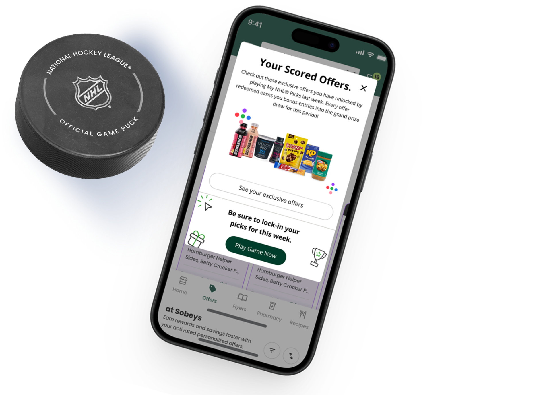 Mobile app showing offers